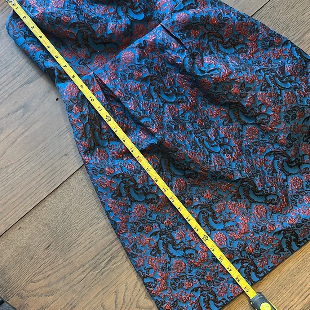 LEIFNOTES Anthropologie Paprika Brocade Blue Motif Strapless Dress Cruise Wear - Picture 5 of 8